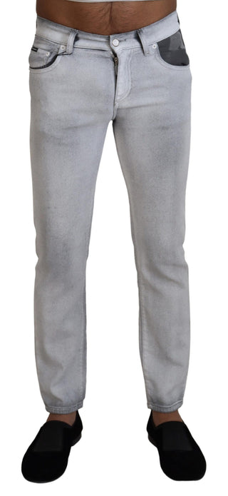 Graue Skinny-Jeans für Herren mit Waschung