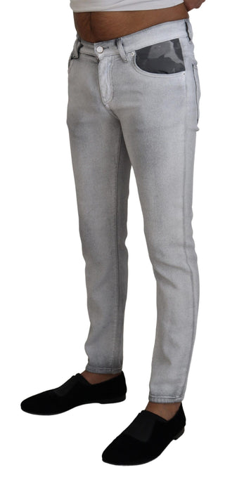 Graue Skinny-Jeans für Herren mit Waschung