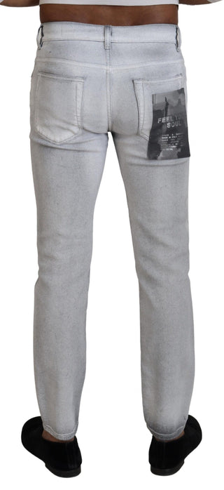 Graue Skinny-Jeans für Herren mit Waschung