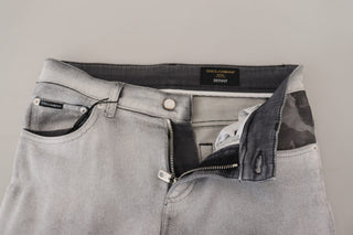 Graue Skinny-Jeans für Herren mit Waschung