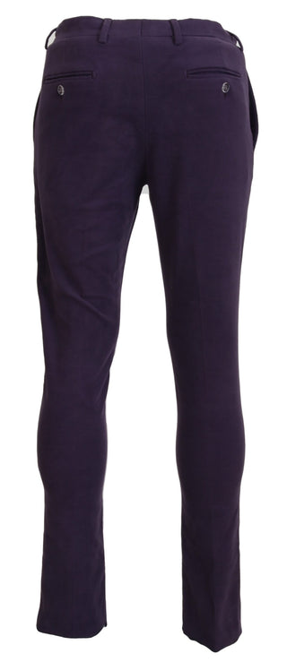 Pantalones entallados púrpuras de algodón puro para hombre