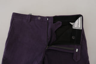 Pantalones entallados púrpuras de algodón puro para hombre