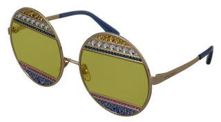 Goldene ovale Metall-Sonnenbrille mit Kristallen DG2209B