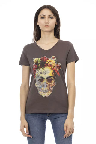 Braunes Baumwoll-T-Shirt für Damen