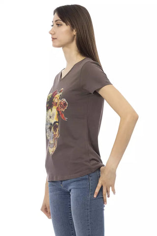 Braunes Baumwoll-T-Shirt für Damen