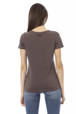 Braunes Baumwoll-T-Shirt für Damen