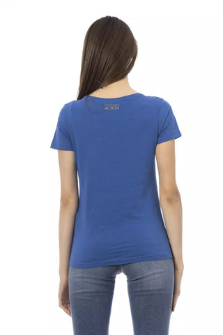 Blaues Baumwoll-T-Shirt für Damen