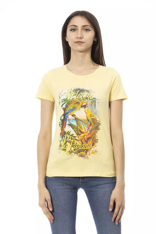 Camiseta de algodón amarilla para mujer