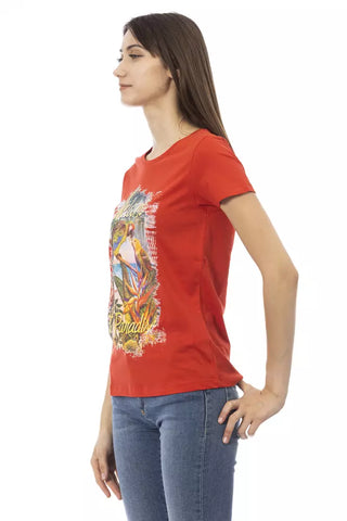 Camiseta de algodón roja para mujer