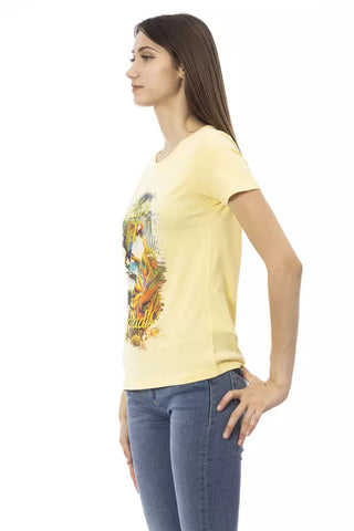 Camiseta de algodón amarilla para mujer
