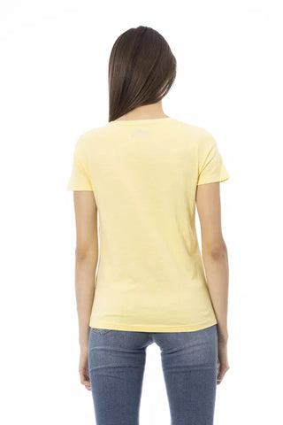 Camiseta de algodón amarilla para mujer