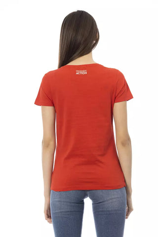Camiseta de algodón roja para mujer