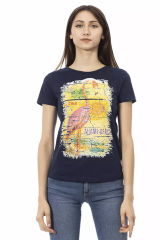 Blaue Baumwolltops & T-Shirts