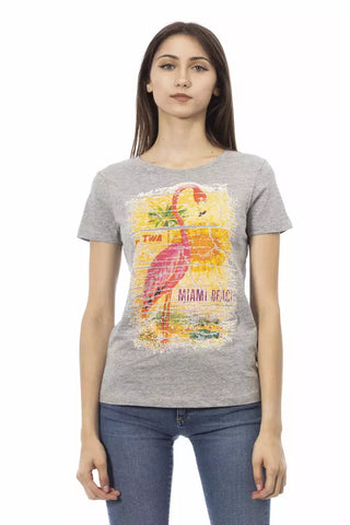 Camiseta gris de algodón para mujer