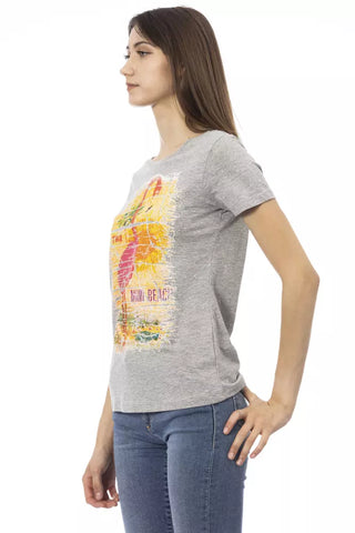 Camiseta gris de algodón para mujer