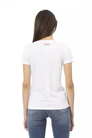 Camiseta blanca de algodón para mujer