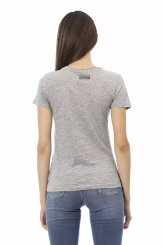 Graues Baumwoll-T-Shirt für Damen