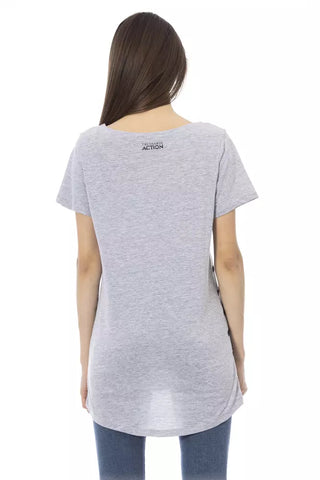 Graues Baumwoll-T-Shirt für Damen