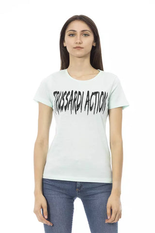 Light Blue Cotton Women T-Shirt