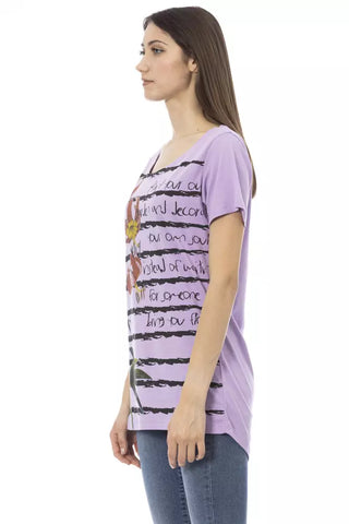 Lila Baumwoll-T-Shirt für Damen