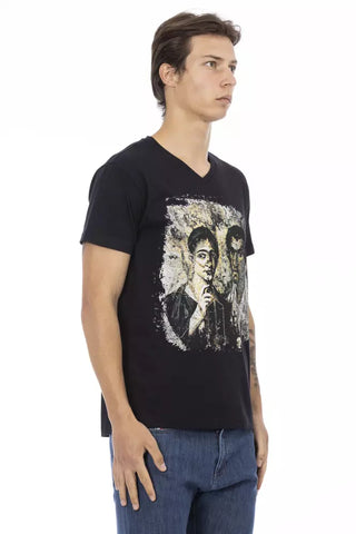 Schwarzes Herren-T-Shirt aus Baumwolle