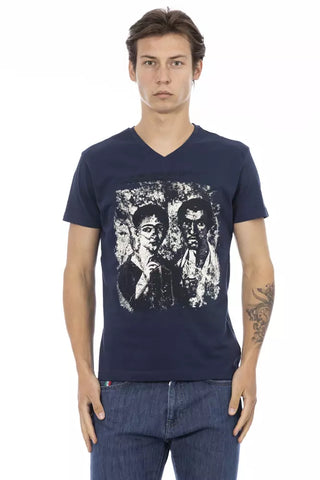 Blaues Baumwoll-Herren-T-Shirt