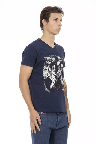 Blaues Baumwoll-Herren-T-Shirt