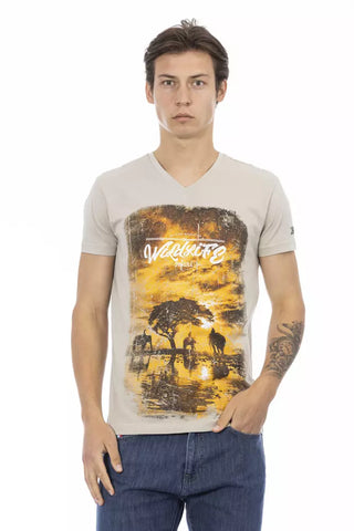 Beiges Baumwoll-Herren-T-Shirt