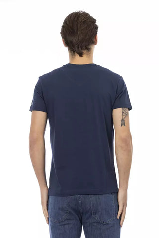Blaues Baumwoll-Herren-T-Shirt