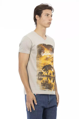 Beiges Baumwoll-Herren-T-Shirt