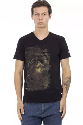 Schwarzes Herren-T-Shirt aus Baumwolle