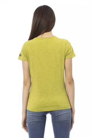 Camiseta verde de algodón para mujer