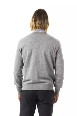 Herrenpullover aus grauer Wolle