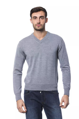 Grauer Herrenpullover aus Merinowolle