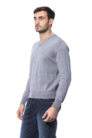 Grauer Herrenpullover aus Merinowolle