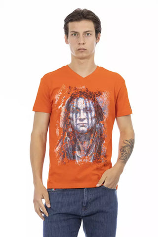 Orangefarbenes Herren-T-Shirt aus Baumwolle
