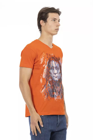 Orangefarbenes Herren-T-Shirt aus Baumwolle