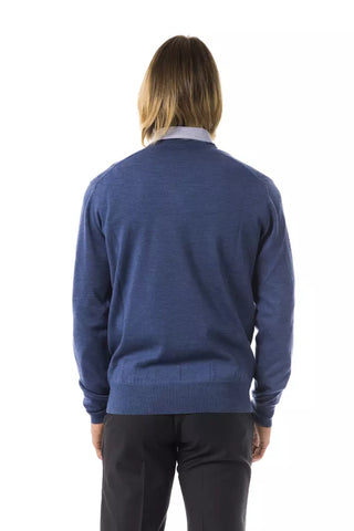 Suéter de Lana Merino Azul para Hombre