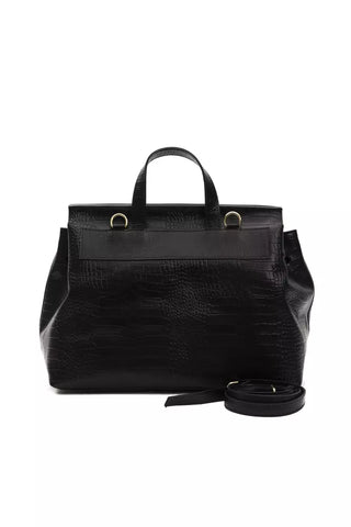 Bolso de hombro de cuero negro para mujer