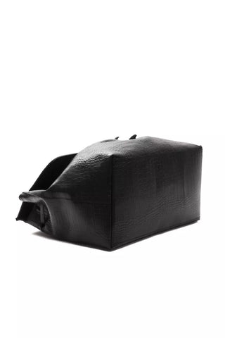 Bolso de hombro de cuero negro para mujer