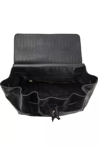 Bolso de hombro de cuero negro para mujer