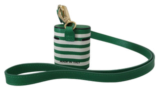 Green Leather Strap Gold Metal Logo Airpods Case