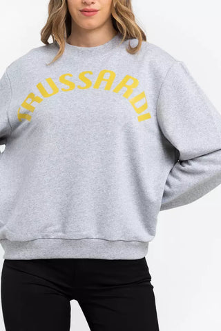 Gray Cotton Women Sweatshirt