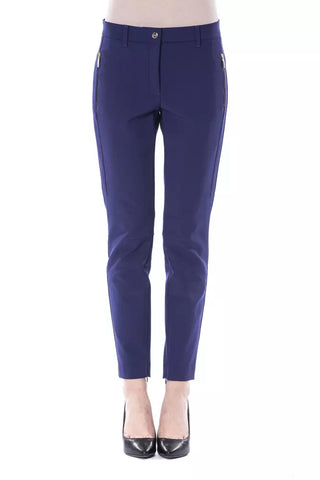 Blaue Polyester-Damenhose im Slim Fit