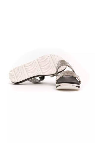 Sandalia de textil plateada para mujer