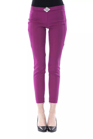 Pantalones de poliéster morados para mujer