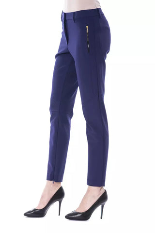 Blaue Polyester-Damenhose im Slim Fit