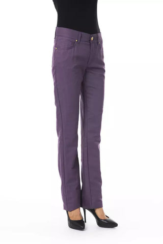 Pantalón de algodón púrpura para mujer