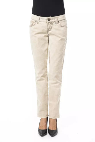 Jeans de algodón beige para mujer