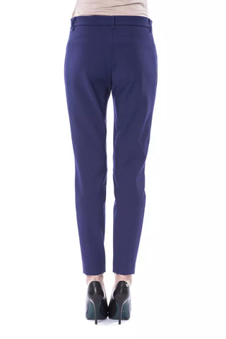 Blaue Polyester-Damenhose im Slim Fit